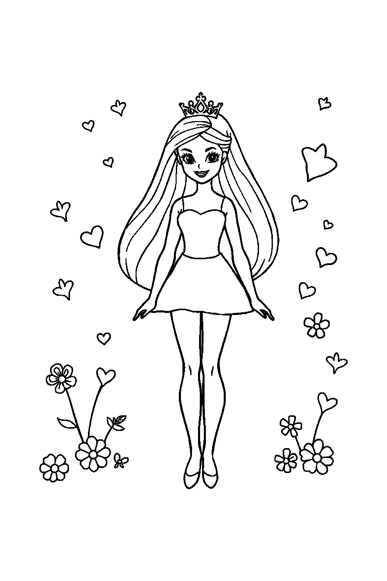Coloriage Barbie gratuit à imprimer - une poupée mannequin debout avec les deux bras visibles et bien attachés au corps Coloriage Barbie gratuit à imprimer : une poupée mannequin debout avec les deux bras visibles et bien attachés au corps