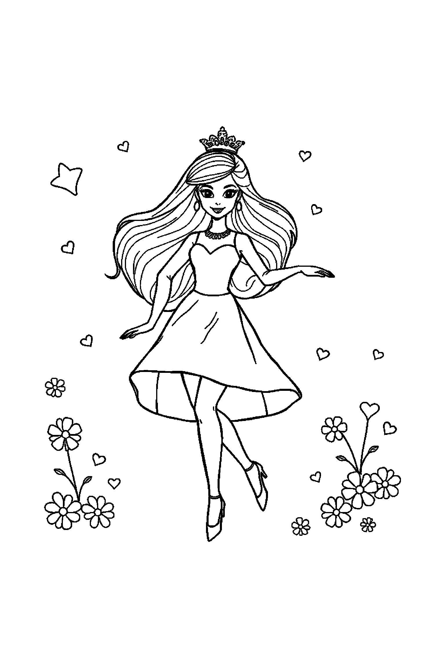 Coloriage Barbie gratuit à imprimer - une poupée mannequin qui danse sans décor compliqué Coloriage Barbie gratuit à imprimer : une poupée mannequin qui danse sans décor compliqué