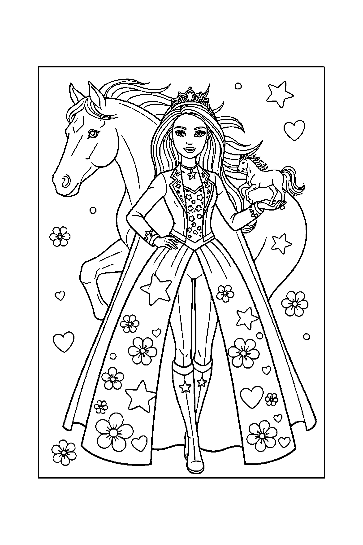 Coloriage Barbie gratuit à imprimer - Barbie debout avec une posture simple et lisible Coloriage Barbie gratuit à imprimer : Barbie debout avec une posture simple et lisible