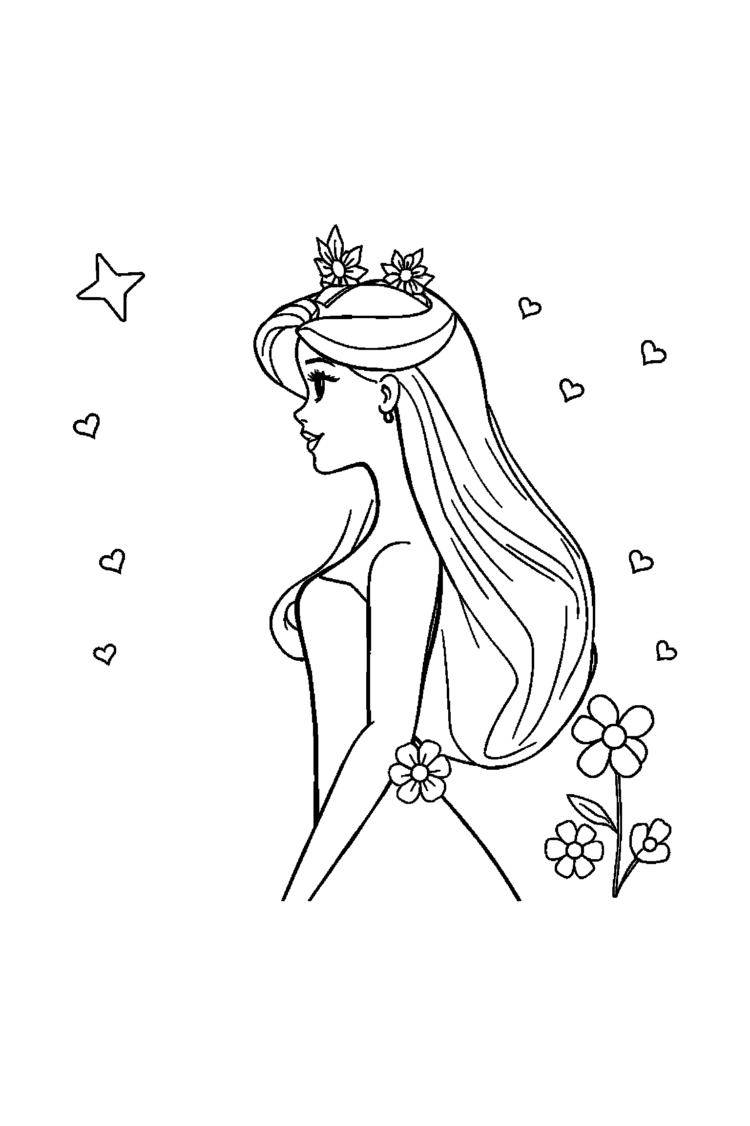 Coloriage Barbie gratuit à imprimer - Barbie styliste dans une pose de profil simple Coloriage Barbie gratuit à imprimer : Barbie styliste dans une pose de profil simple