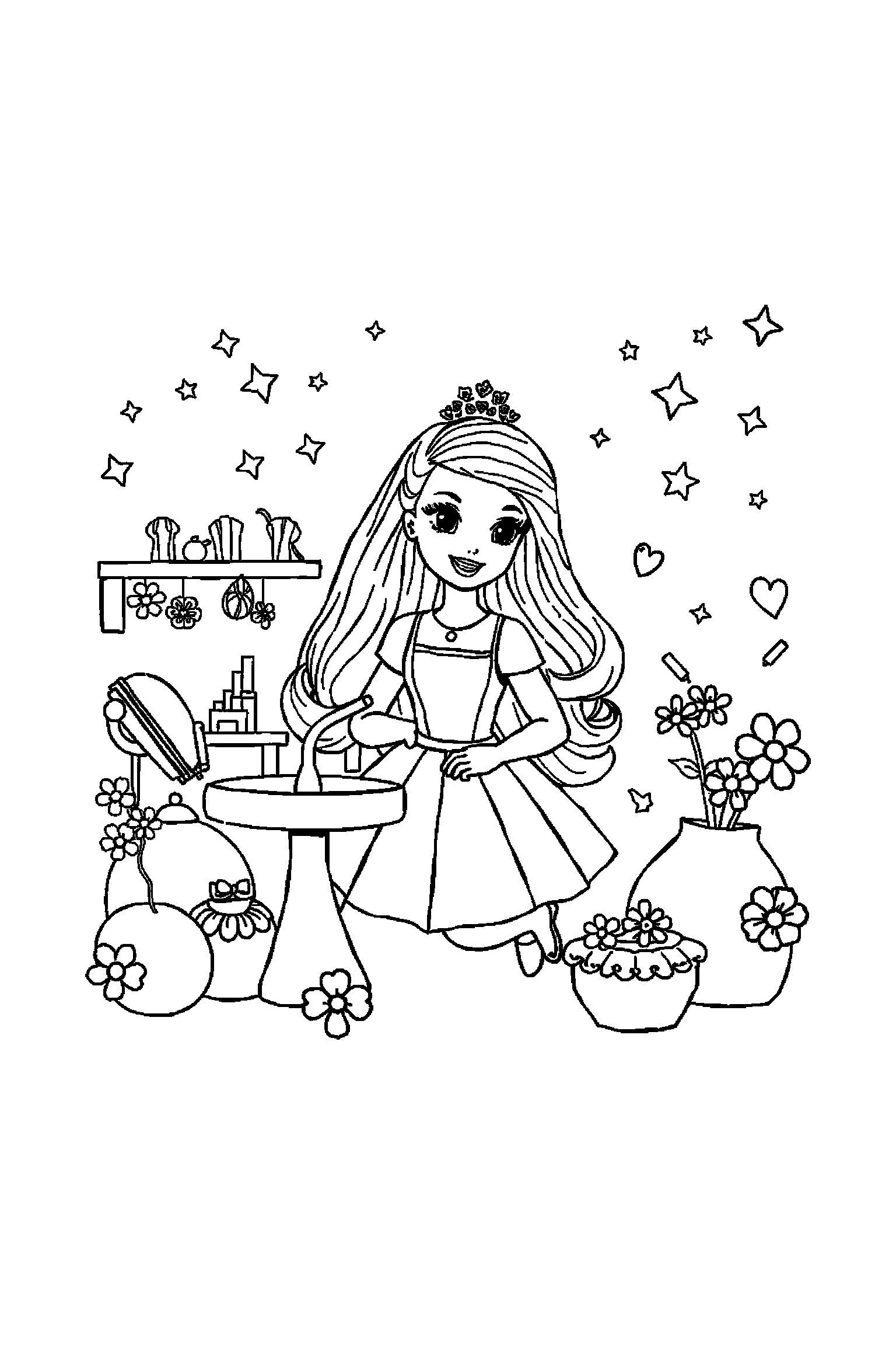 Coloriage Barbie gratuit à imprimer - une poupée mannequin qui prépare une activité Coloriage Barbie gratuit à imprimer : une poupée mannequin qui prépare une activité
