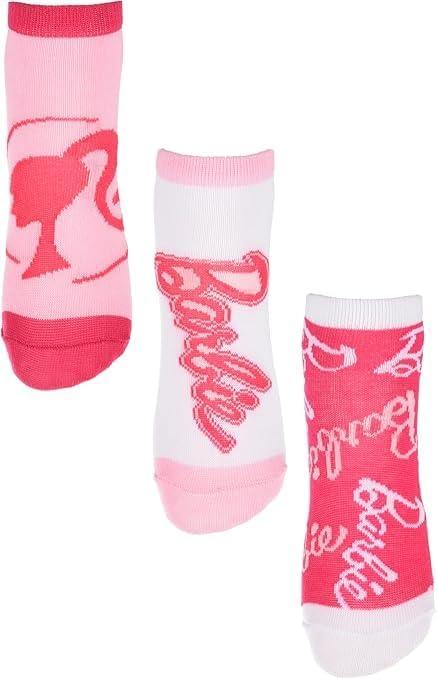 Barbie lot de 3 chaussettes cheville en coton rose 23-26