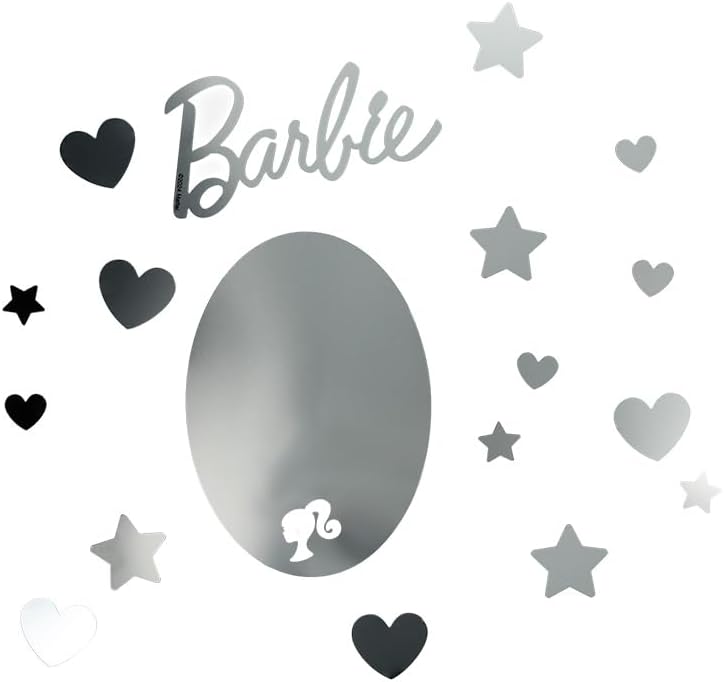 Autocollants muraux Barbie Mattel effet miroir, cœurs et étoiles – Image 4