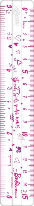 Set de papeterie Barbie Maped 4 pièces avec règle transparente 15cm – Image 4