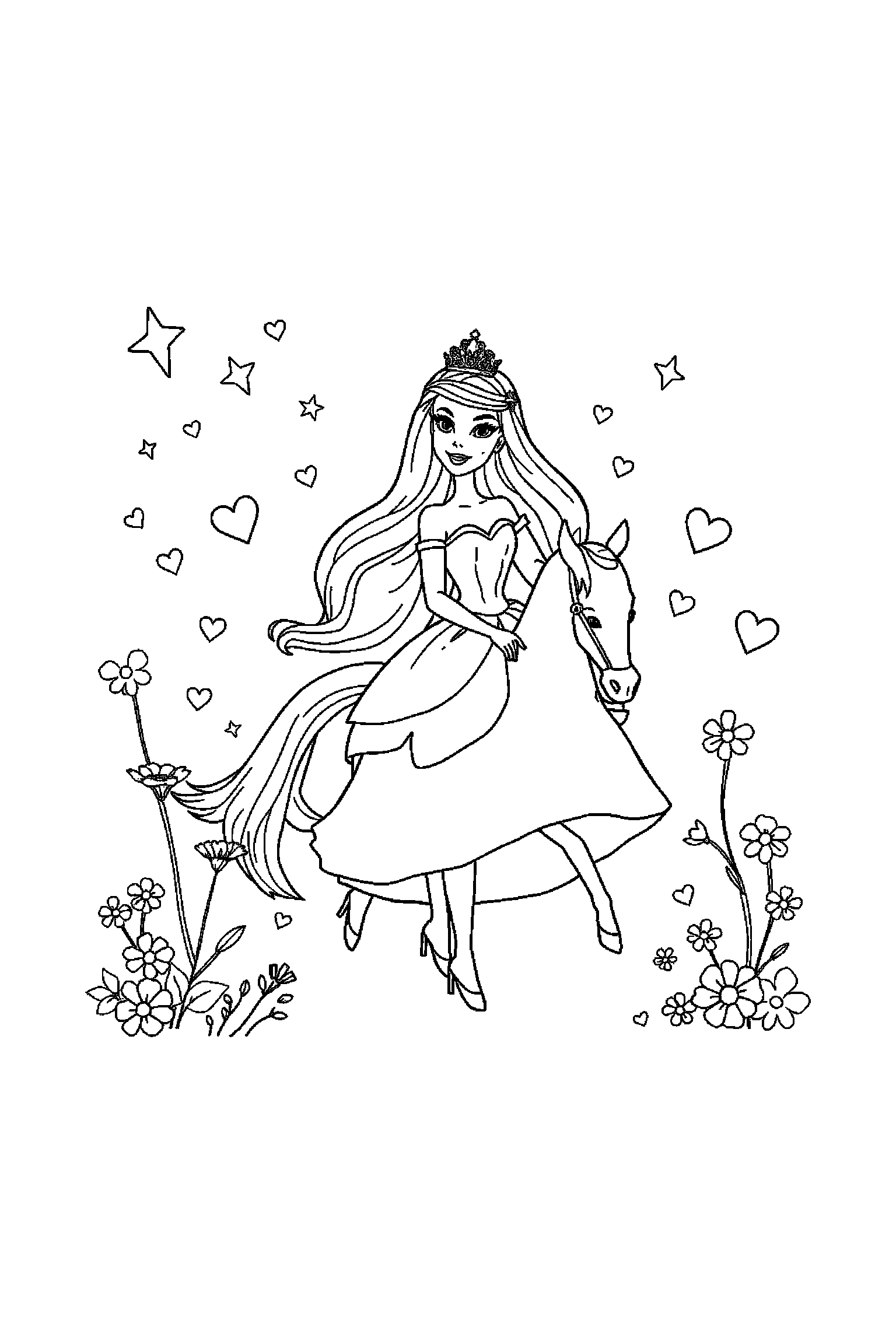 Coloriage Barbie gratuit à imprimer - Barbie princesse en mouvement avec des lignes simples Coloriage Barbie gratuit à imprimer : Barbie princesse en mouvement avec des lignes simples