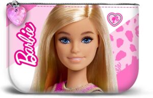 Porte-monnaie carré Barbie rose à glissière, 10 x 7 cm