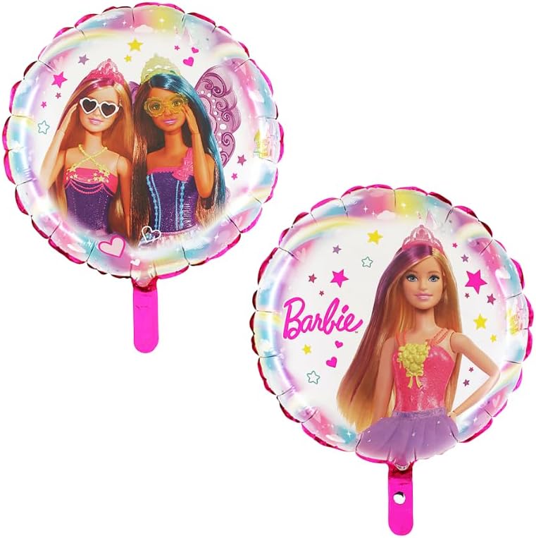 Ballon Barbie rond en aluminium à pois, double face 46 cm (18")