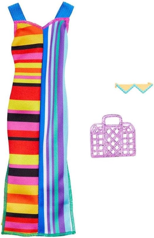 Barbie Fashion Pack HJT22 robe longue graphique avec sac à main et lunettes de soleil – Image 2