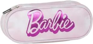 Trousse à crayons ovale Barbie rose à glissière 22,5 cm