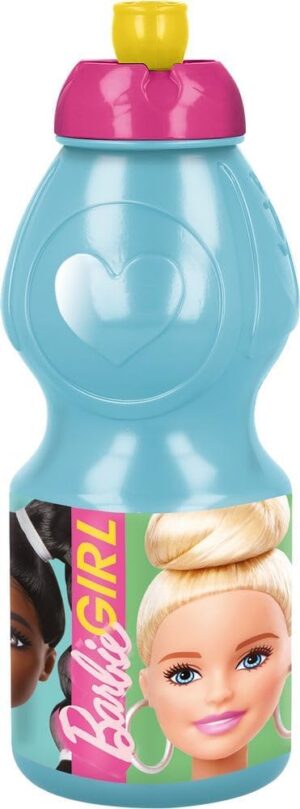 Gourde Barbie bleue et rose 380 ml avec bouchon anti-goutte