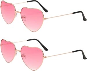 Lunettes de soleil cœur rétro roses Barbie, lot de 2