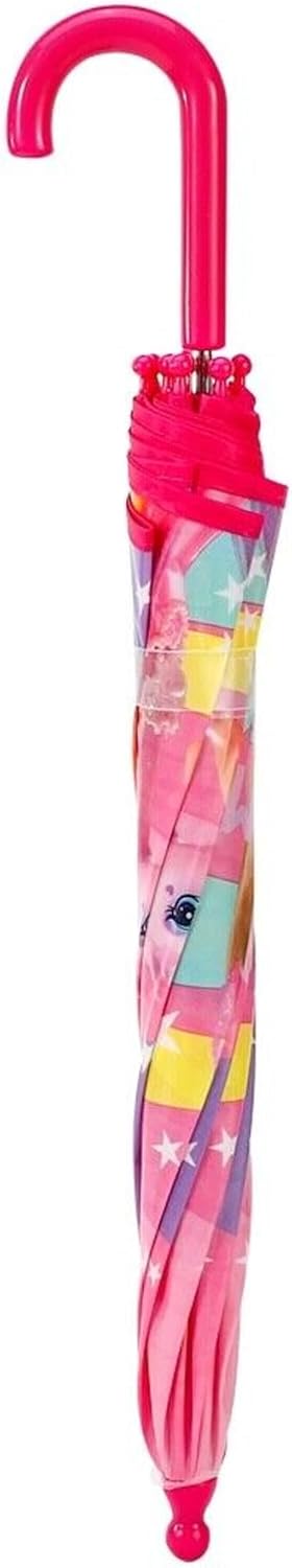 Parapluie Barbie rose à motif licorne, pliable – Image 3