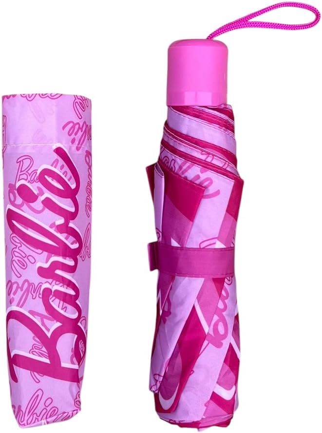 Parapluie pliant Barbie fuchsia à ouverture manuelle – Image 6