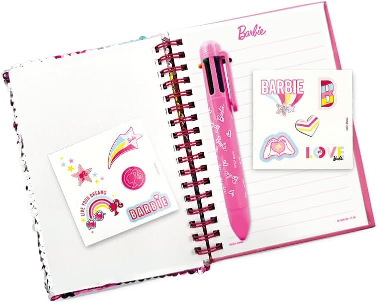 Journal de poche Barbie à paillettes réversibles, 32 pages