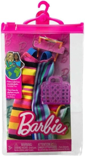 Barbie Fashion Pack HJT22 robe longue graphique avec sac à main et lunettes de soleil