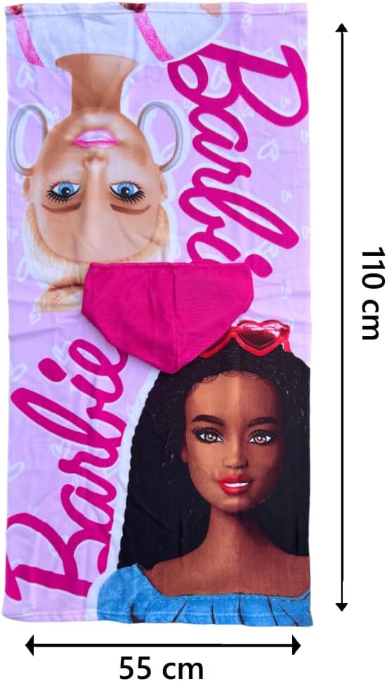 Poncho de mer Barbie en microfibre 110 x 55 cm pour enfant – Image 4