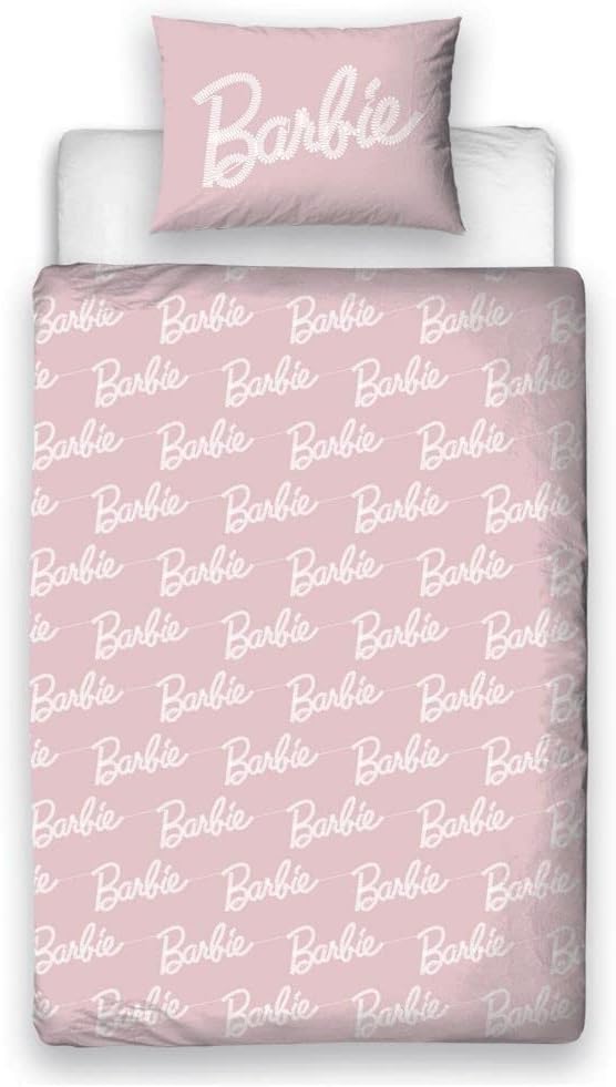 Parure de lit Barbie réversible rose avec taie assortie – Image 2