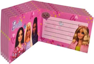 Invitations d'anniversaire Barbie avec espace message, lot de 6