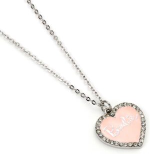 Barbie™ collier cœur en émail rose avec cristal, taille unique en zinc