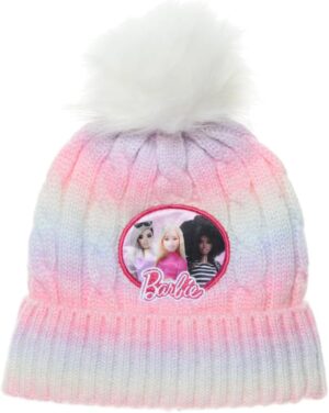 Bonnet Barbie à pompon en 100 % acrylique pour enfant