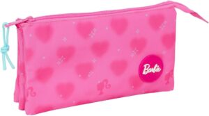 Trousse triple Barbie Corazones rose 22 x 3 x 12 cm