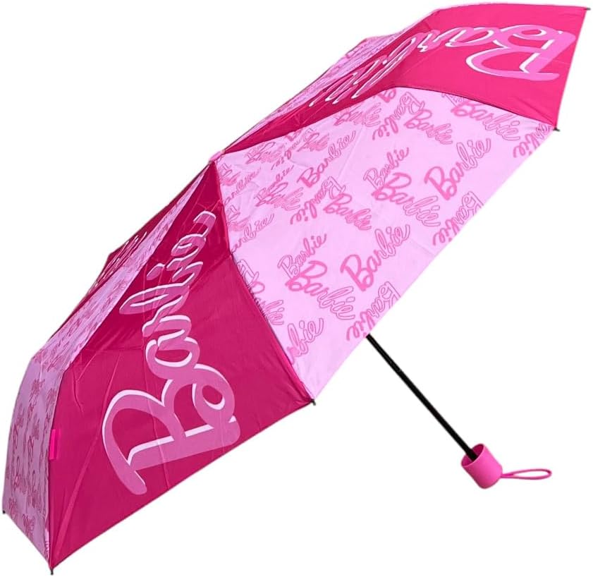 Parapluie pliant Barbie fuchsia à ouverture manuelle