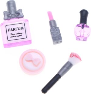 Accessoires de maquillage Barbie pour maison de poupée, coffret rose 5 pièces
