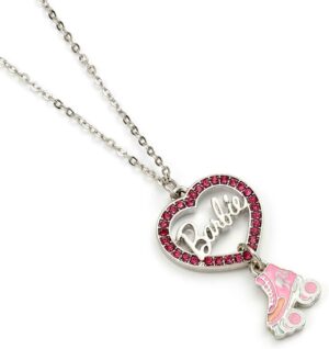 Collier Barbie™ cœur en cristal avec patin à roulettes, taille unique, Zinc