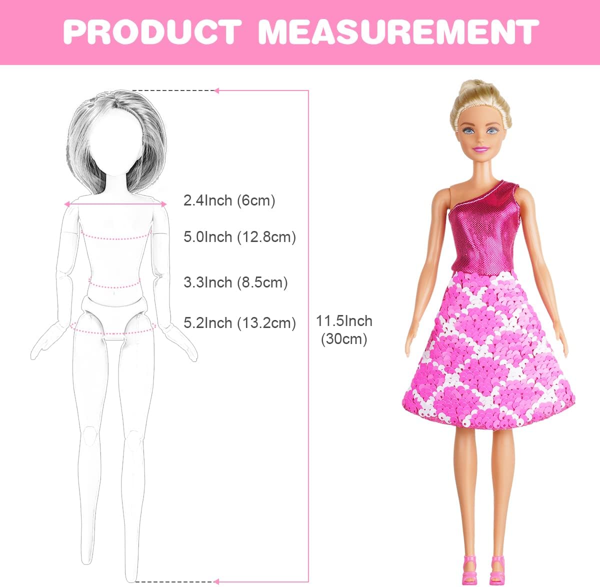 Barbie lot de 12 vêtements pour poupée avec 3 robes à paillettes, 3 robes à fleurs et 6 ensembles – Image 2
