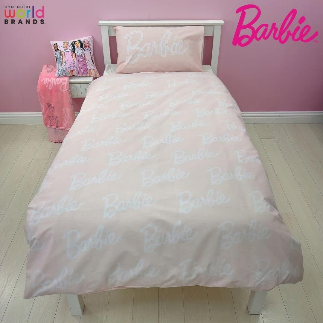Parure de lit Barbie réversible rose avec taie assortie – Image 5