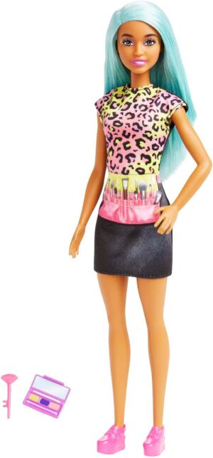 Barbie Métiers, poupée maquilleuse avec palette et pinceau HKT66