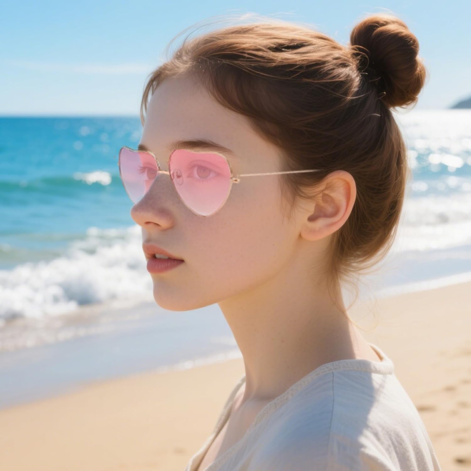 Lunettes de soleil cœur rétro roses Barbie, lot de 2 – Image 5