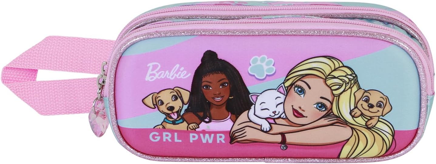 Trousse Barbie 3D double rose, 22 x 10 cm – Image 2