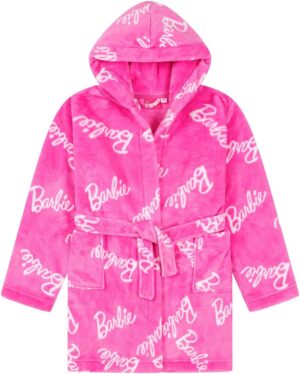 Peignoir Barbie rose en polaire avec capuche