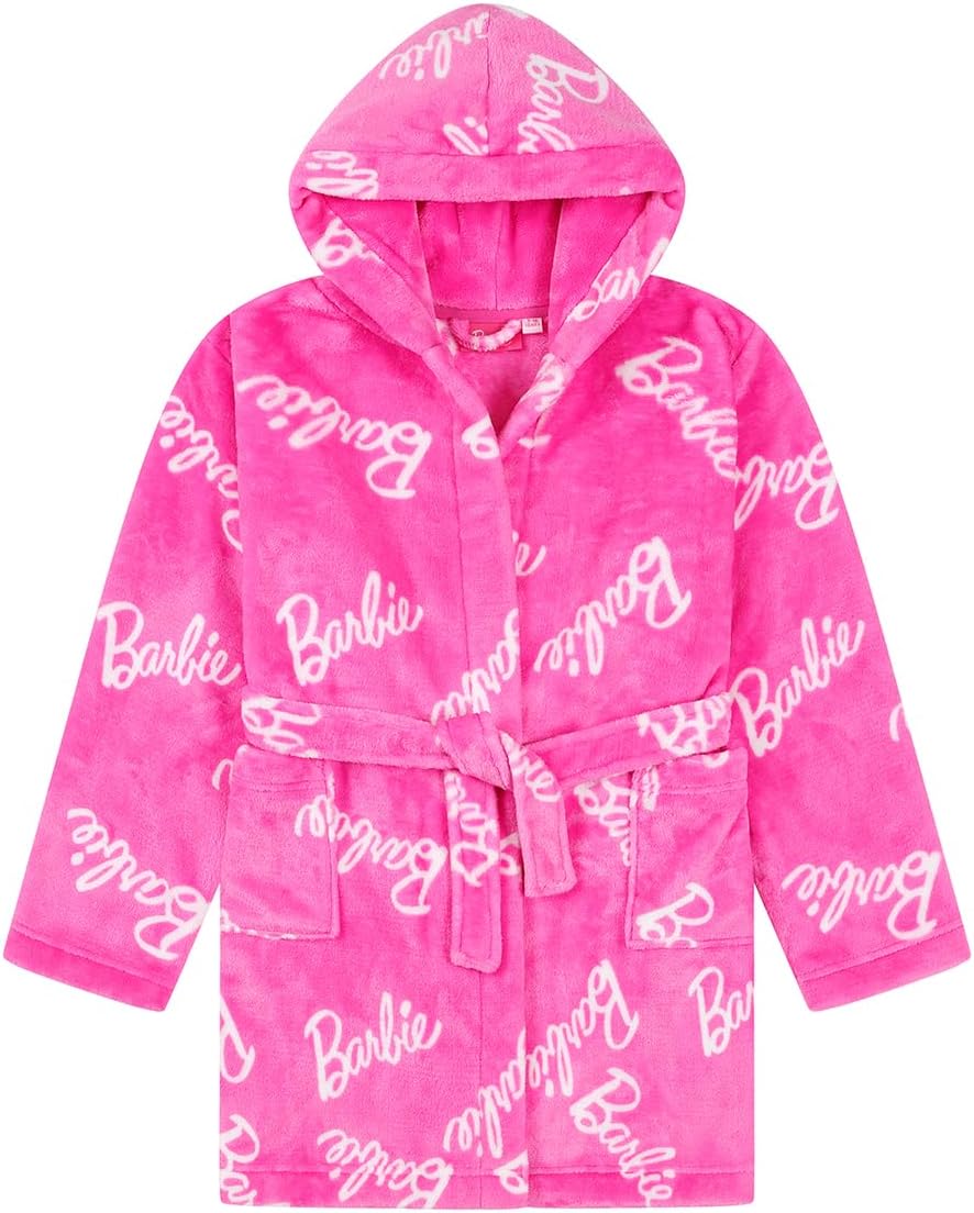 Peignoir Barbie rose en polaire avec capuche
