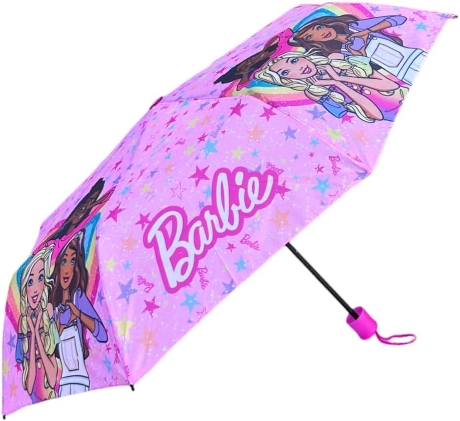 Parapluie pliable Barbie fuchsia à 8 rayons