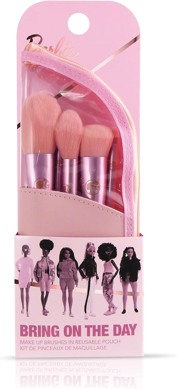 Barbie lot de 5 pinceaux de maquillage avec pochette de voyage