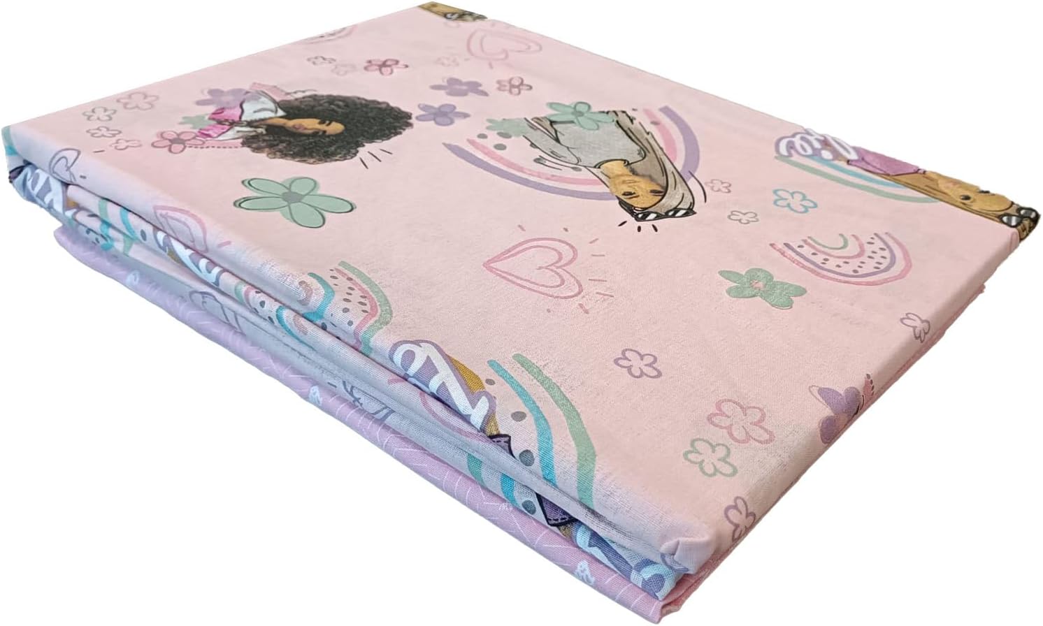 Drap de lit simple Barbie rose en 100 % coton avec taie d'oreiller – Image 5