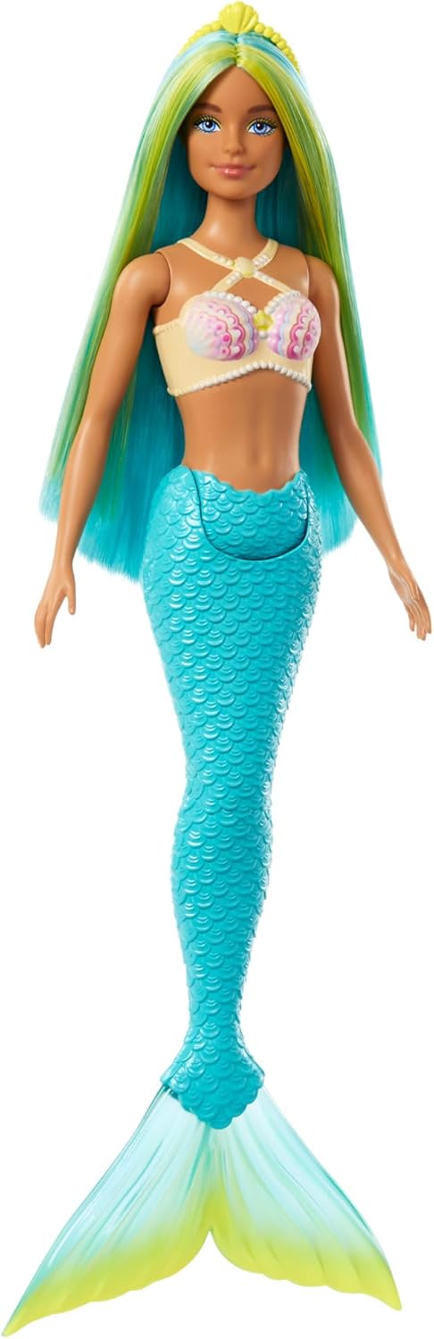 Poupée Barbie sirène HRR03 avec cheveux fantaisie et serre-tête marin – Image 4