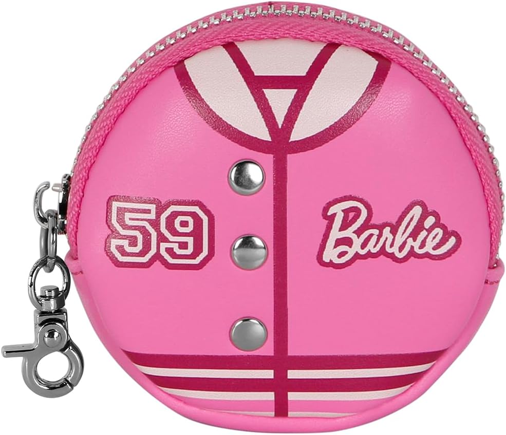 Porte-monnaie rond Barbie Cookie Varsity rose – Image 2
