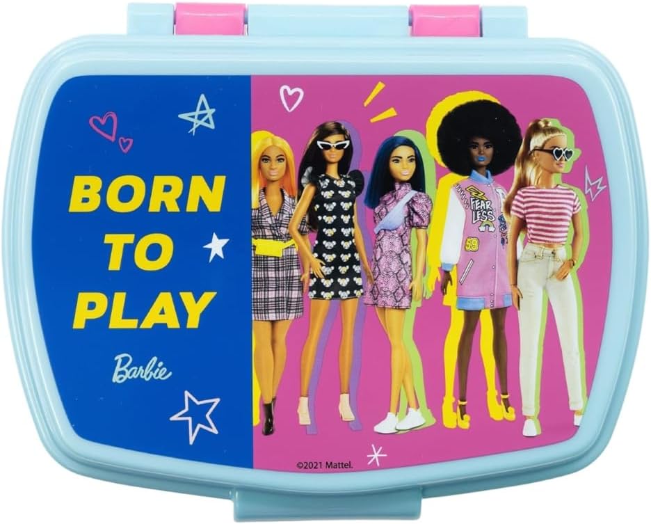 Boîte à goûter Barbie en plastique réutilisable pour l'école et les loisirs