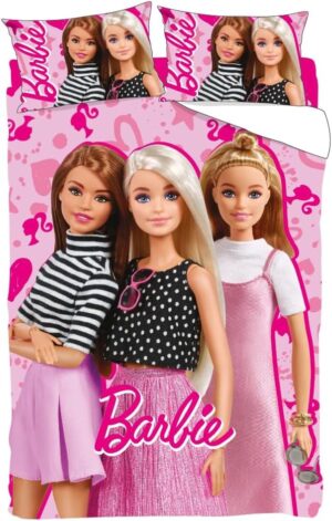Parure de lit Barbie 3 pièces en 100 % coton pour lit une place et demie
