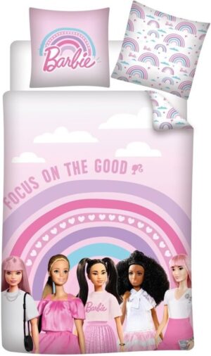 Parure de lit Barbie en coton 1 personne avec housse de couette et taie
