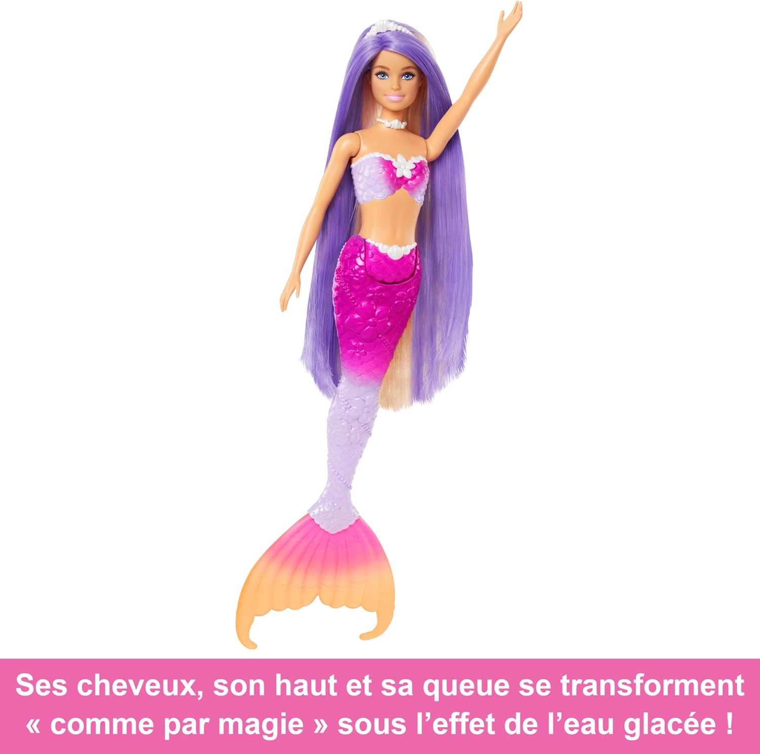 Barbie « Malibu » sirène aux cheveux roses avec dauphin et changement de couleur – Image 4