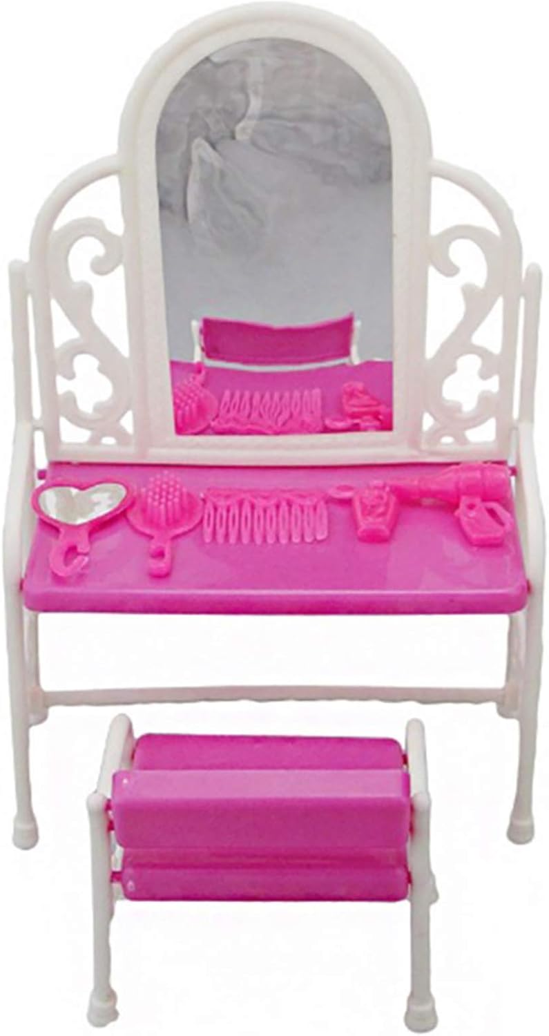 Barbie - ensemble 8 pièces de meubles de princesse avec lit, canapé, commode et cintres – Image 3