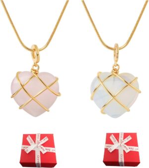 Collier cœur Barbie en quartz cristal clair, couleur C