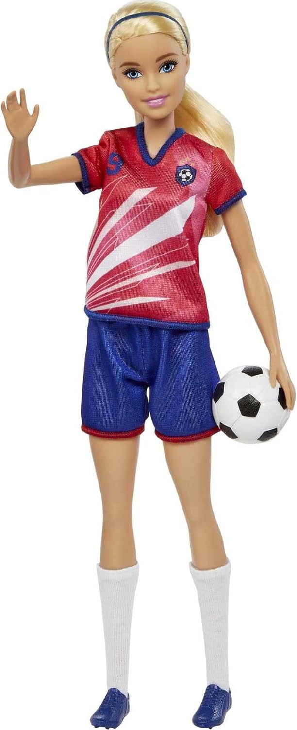 Barbie footballeuse n° 9 avec balle de foot et queue de cheval blonde – Image 4