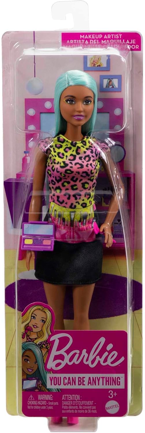 Barbie Métiers, poupée maquilleuse avec palette et pinceau HKT66 – Image 6