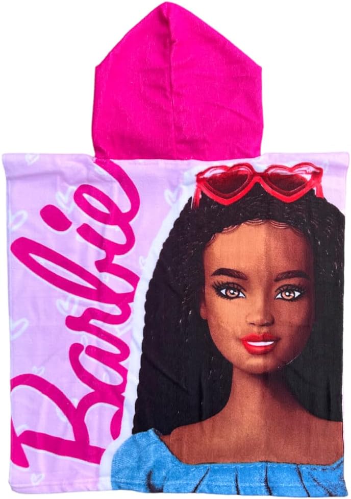 Poncho de mer Barbie en microfibre 110 x 55 cm pour enfant – Image 3