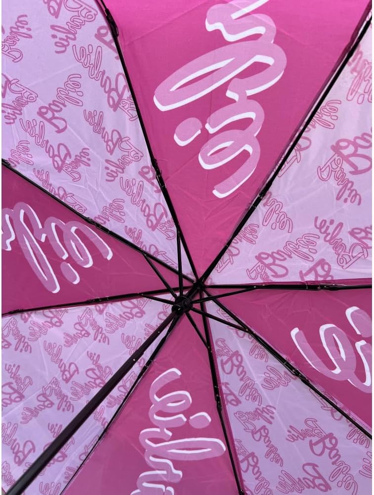Parapluie pliant Barbie fuchsia à ouverture manuelle – Image 3